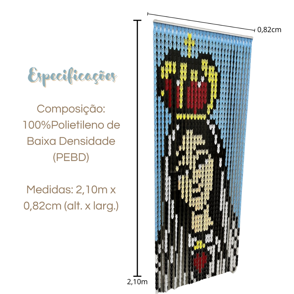 Cortina de Porta Religiosa Católica Nossa Senhora de Fatima Em Plástico com 2m
