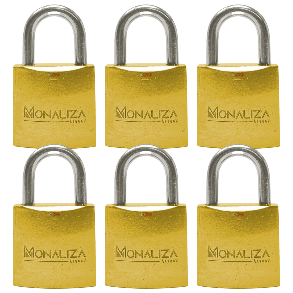 Kit 6x Cadeado 21mm Pequeno Dourado Com Chave Para Armário Mala De Viagem Estojo Mochila Academia
