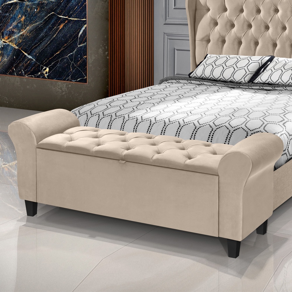 Baú Banco Recamier 130cm Para Cama Casal Capitonê Dubai Várias Cores - LH Móveis