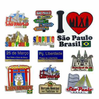 12 Imãs De Geladeira Ibirapuera, Ponte Estaiada, Placa da Liberdade, placas de rua São Paulo Brasil
