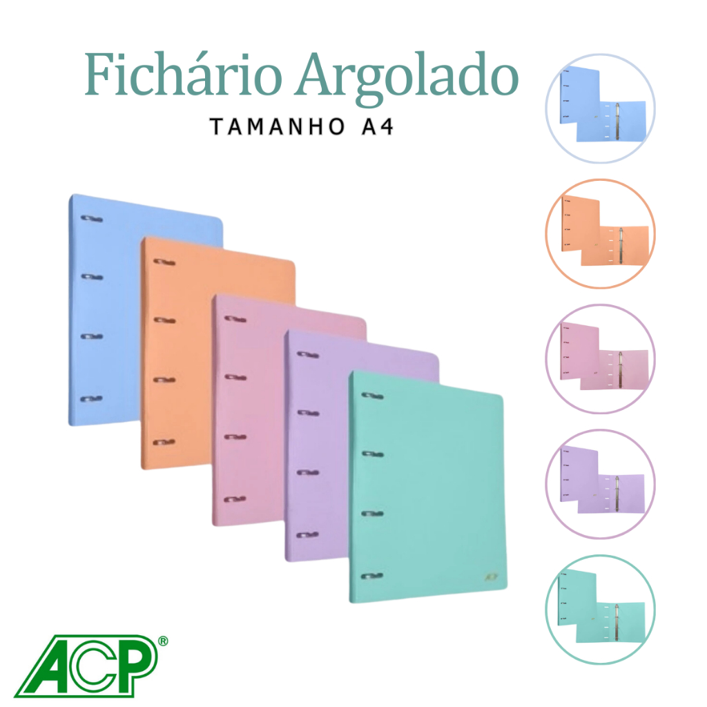 Caderno Fichário Argolado A4 Teen Cores Pasteis ACP em Oferta na Shopee