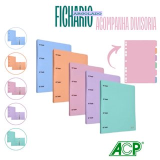Fichário Argolado A4 Tons Pasteis ACP + 6 Divisórias Pastel em Oferta na Shopee