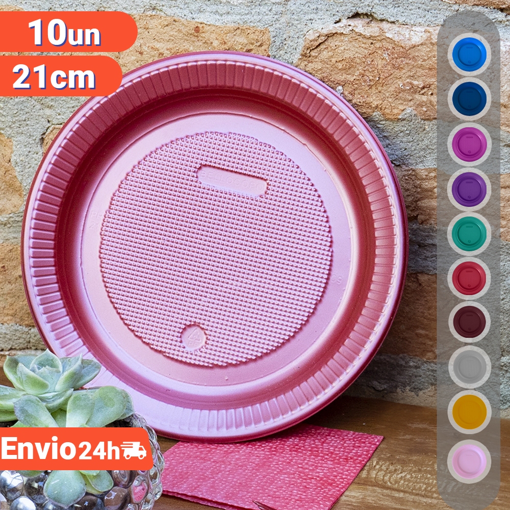 Prato Descartável Resistente Refeição Raso 21cm Luxo Perolado c/10un