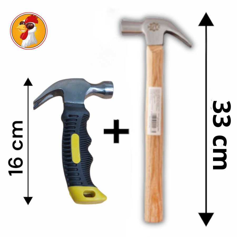 Martelo Unha Profissional 32cm + Mini Martelo 16cm Com Cabo Emborrachado e Fibra Portátil em Oferta na Shopee