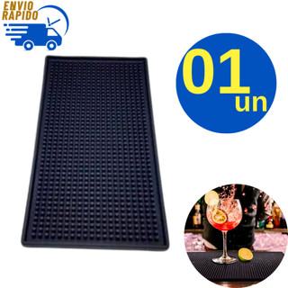 Tapete Escorredor para Copos em Silicone Antiderrapante  30X15 cm  Proteção para Bancada Para Drink Barman Restaurante
