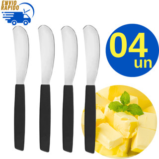 Kit 4 Espátula de Manteiga Cabo Preto Pães Bolachas Torradas para Casas Restaurantes Padaria Buffet