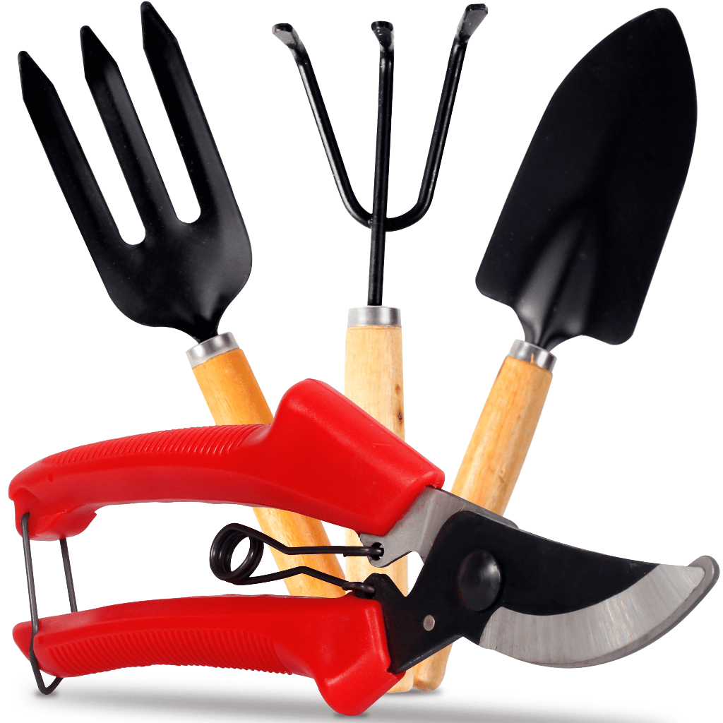 Kit Jardinagem Conjunto 4 Peças 25cm Ferramentas de Jardim Em Aço Cabo Madeira Pazinha Alicate Poda em Oferta na Shopee