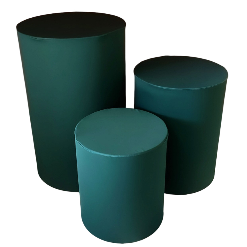 Kit trio capas para cilindro mesa decoração - VERDE ESCURO