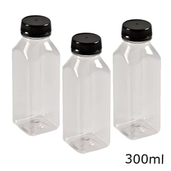 Garrafa Transparente Com Tampa Preta Descartável Com Para Sucos Caldo de Cana Detox