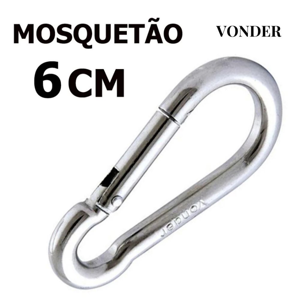Kit Mosquetão VONDER 6cm Com Trava Suporta Até 120kg - De 1 até 5 unidades!