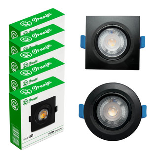 KIT10 Luminárias Spot Led 5w Preto Embutir Direcionável Teto 6500K 3000K UNIFY