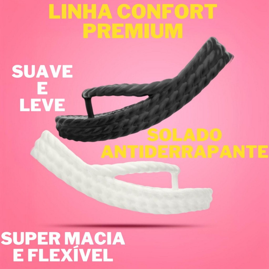 Chinelo Kit 2 Pares Trançado Feminino Confort Premium Dia a Dia Macio Confortável