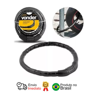 Cadeado Para Moto Bicicleta 100 Cm Com Segredo Combinação 5 Números - Vonder em Oferta na Shopee