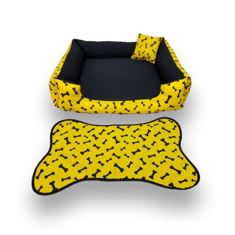 cama cachorro grande cama pet até 15kg +tapete pra comedouros caminha G 70x70cm cama com zíper