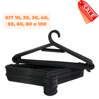 Cabide Adulto Preto Kit 100 - 80 - 60 - 50 -30 - 20 - 10  - Direto da Fábrica G002 em Oferta na Shopee