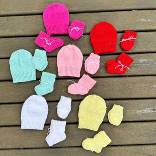 Kit Lã Bebê - 3 peças - Toca - Luva - Sapatinho Bebê  para Recém Nascido em Oferta na Shopee