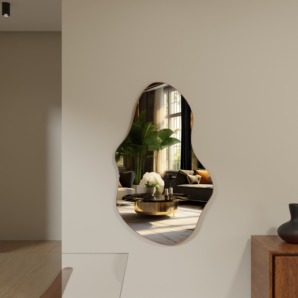 Espelho Organico ME03 Moldura em Couro Grande Sala Quarto Salão em Oferta na Shopee