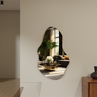 Espelho Organico ME03 Moldura em Couro Grande Sala Quarto Salão em Oferta na Shopee