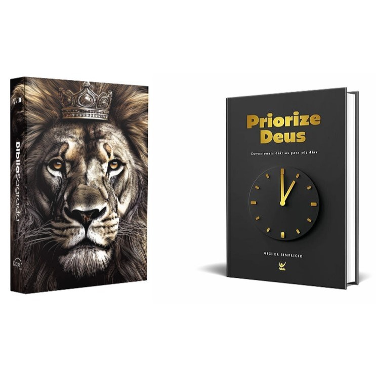 Kit Devocional Priorize Deus 2025 + Bíblia Sagrada NVI | Leão Judá | Capa Dura em Oferta na Shopee