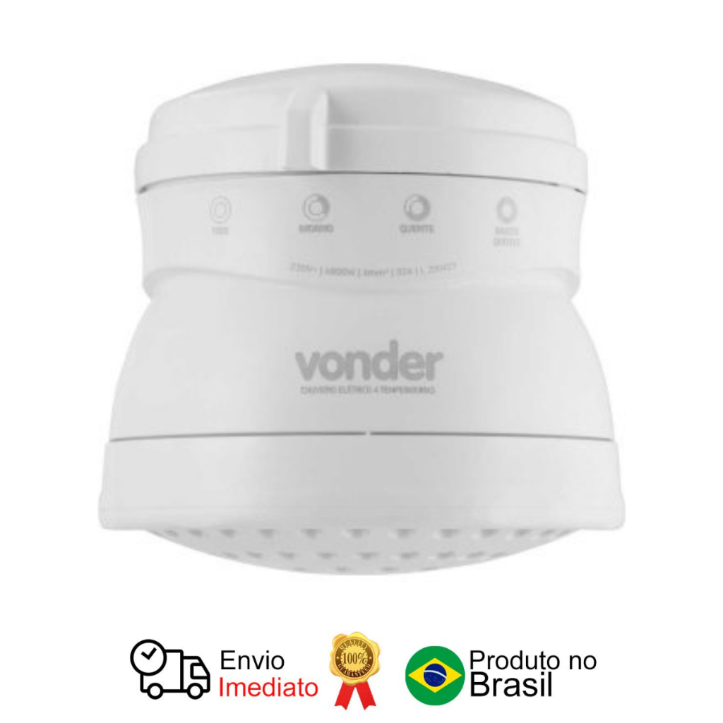 Ducha Chuveiro Elétrico 4 Temperaturas 6.800W 220V Branca Vonder em Oferta na Shopee