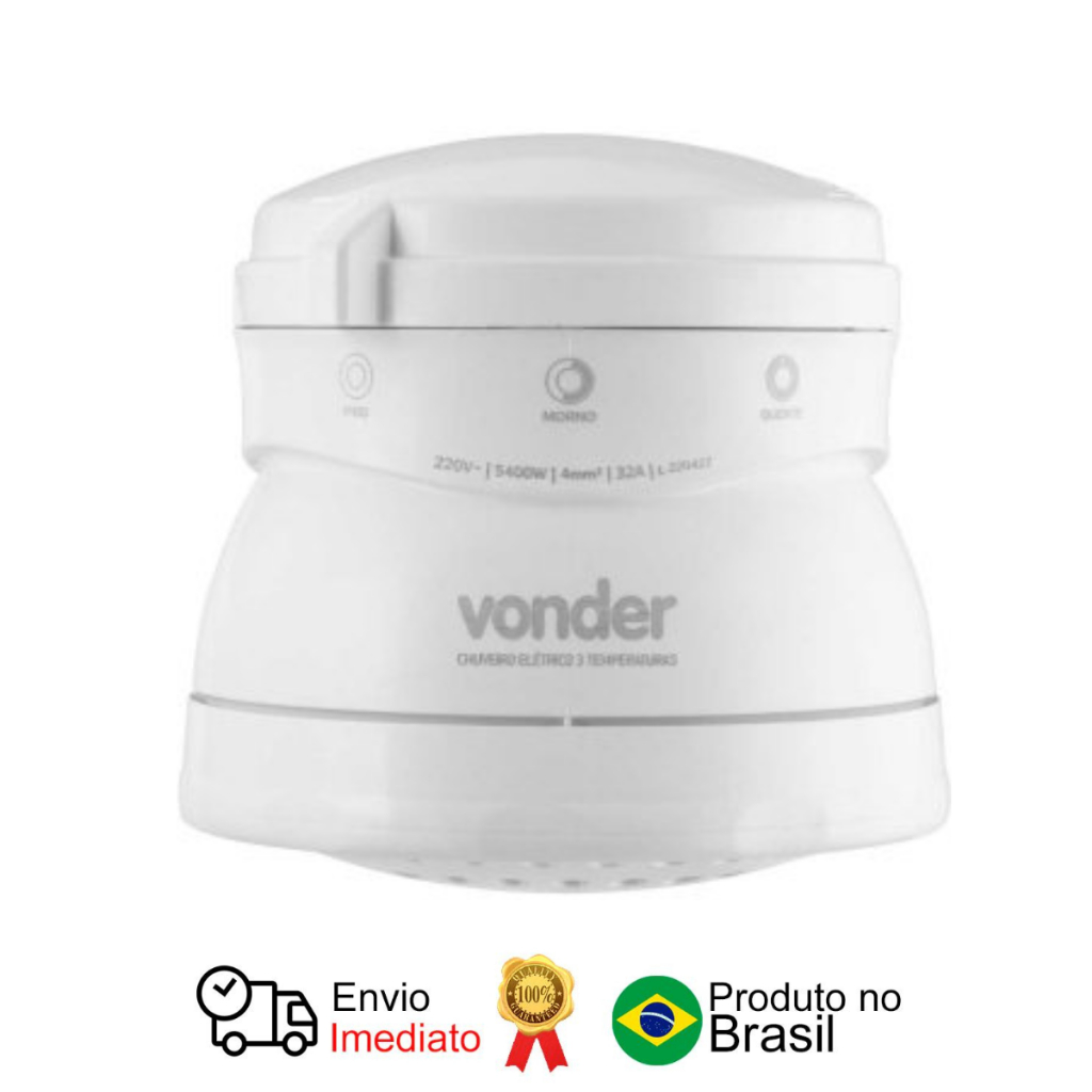 Ducha Chuveiro Elétrico 3 Temperaturas 220v Branco Vonder Potência 5400 W