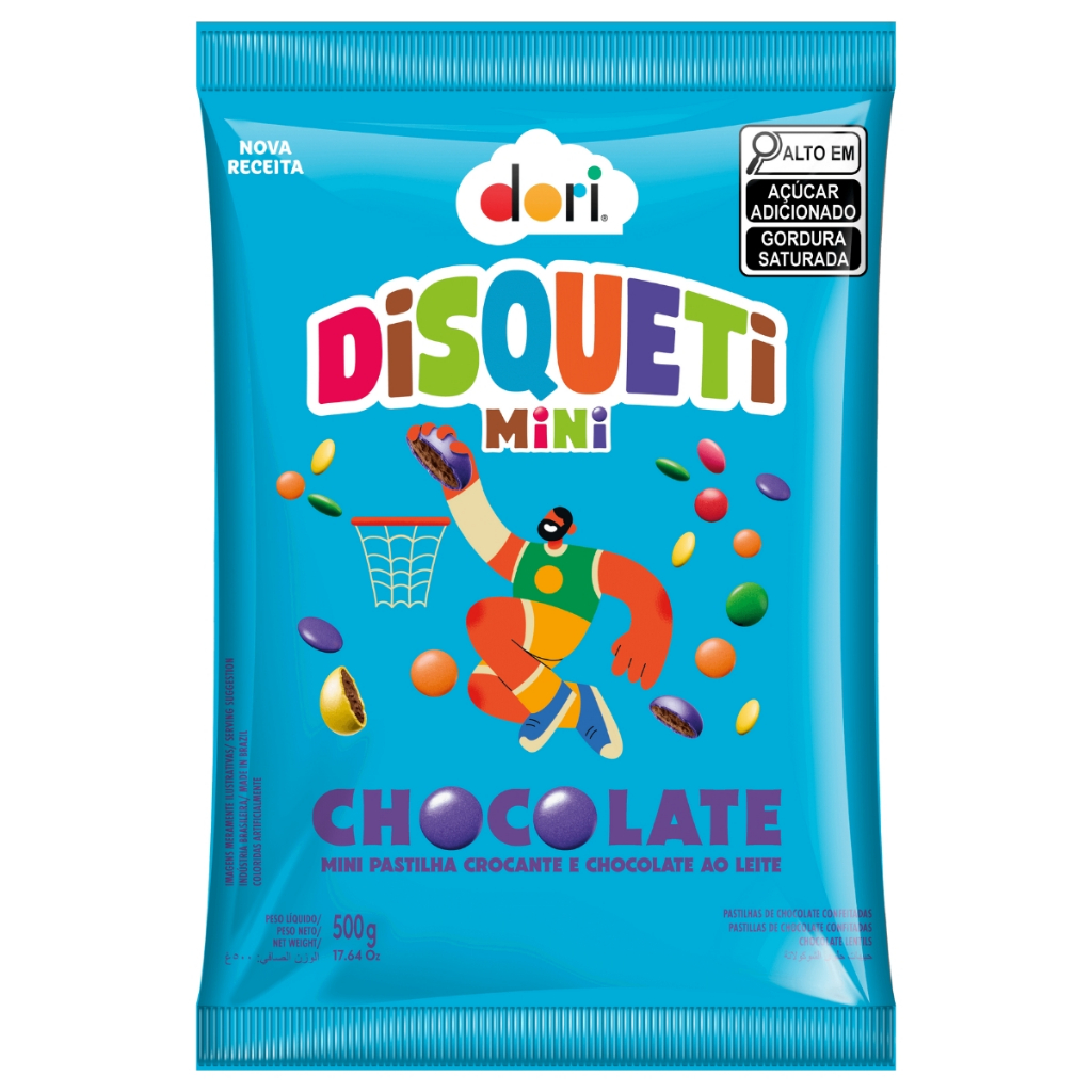 Confeito MINI Disqueti Pastilha Chocolate Ao Leite 500g - Dori