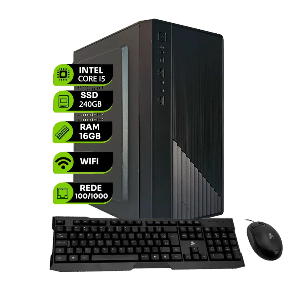 Pc Computador Cpu Intel I5 Ram 16gb Ssd 240gb Teclado E Mouse