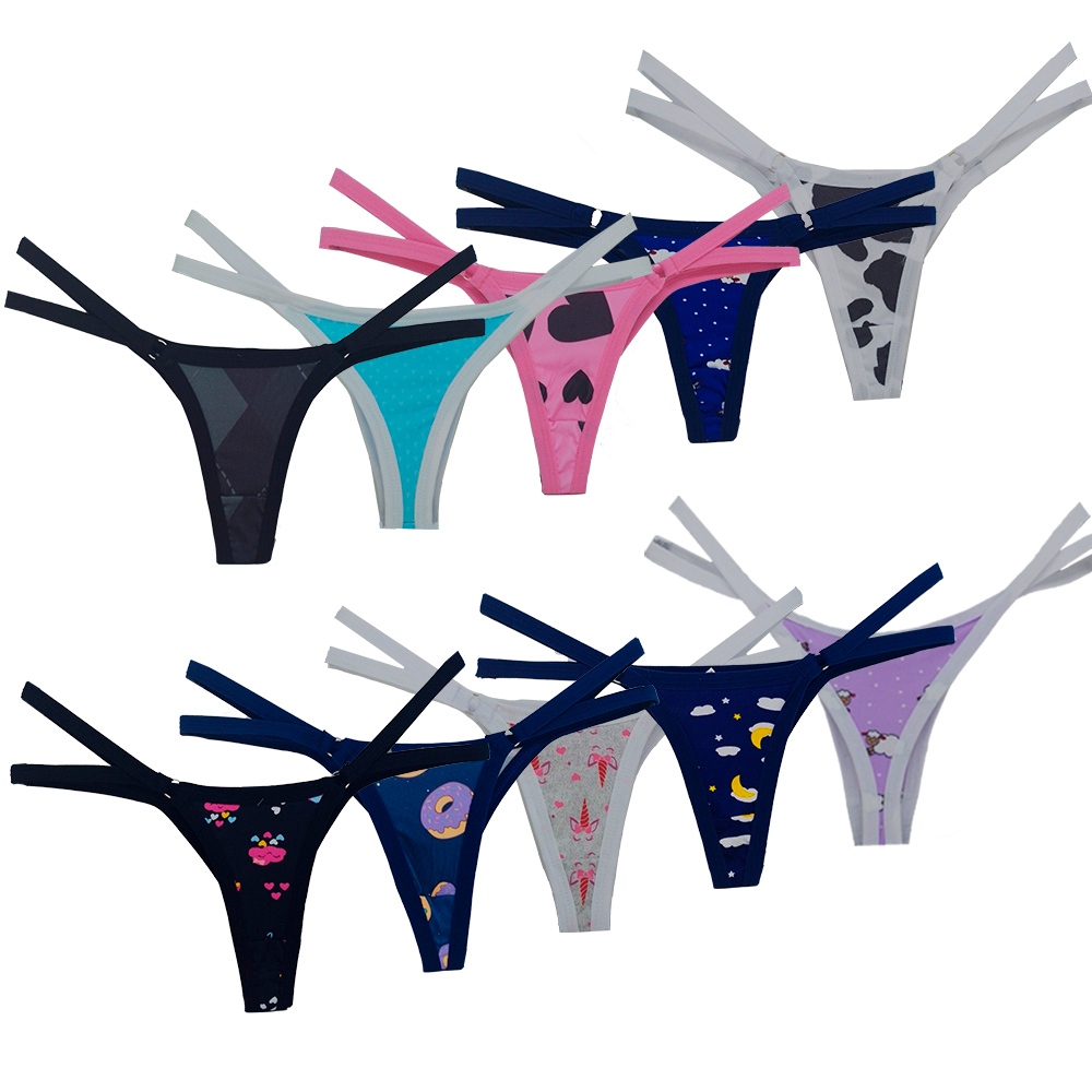 Kit 10 Tangas Duas Tiras Sue Lingerie Sexy Fio