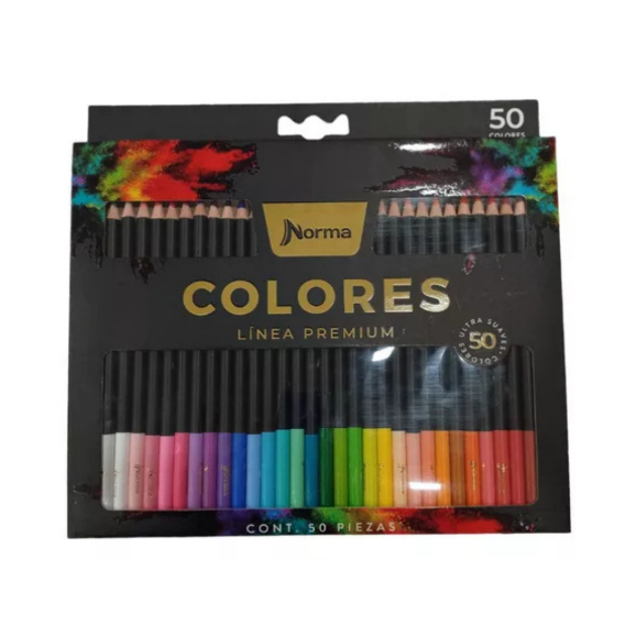 Caixa de Lápis de Cor Norma Premium 50 Cores