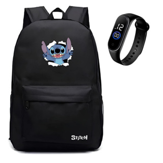 Mochila Stitch em Nylon Reforçado Impermeável + Relógio em Oferta na Shopee