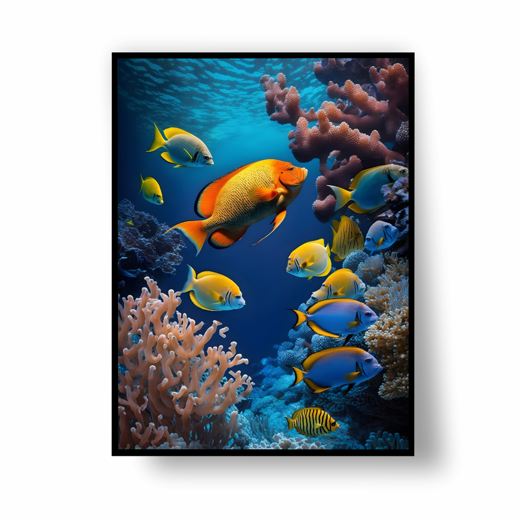 Placa/Quadro Decorativo Peixes Marinhos Material MDF 2mm