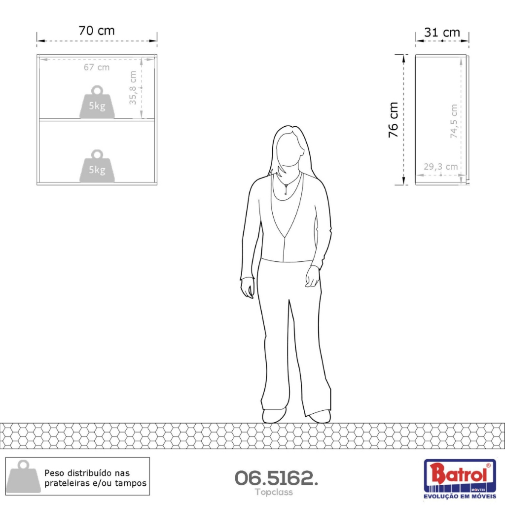 Armário Aéreo 2 Portas Top Class Batrol Branco Cozinha Lavanderia Banheiro Suspenso Dispensa Ofertas