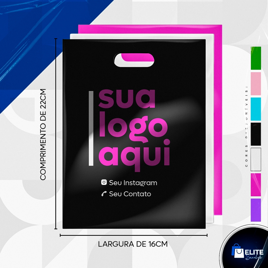 Sacolas Plástica Com Sua Logo 16x22 cm Personalizadas Boca Vazada