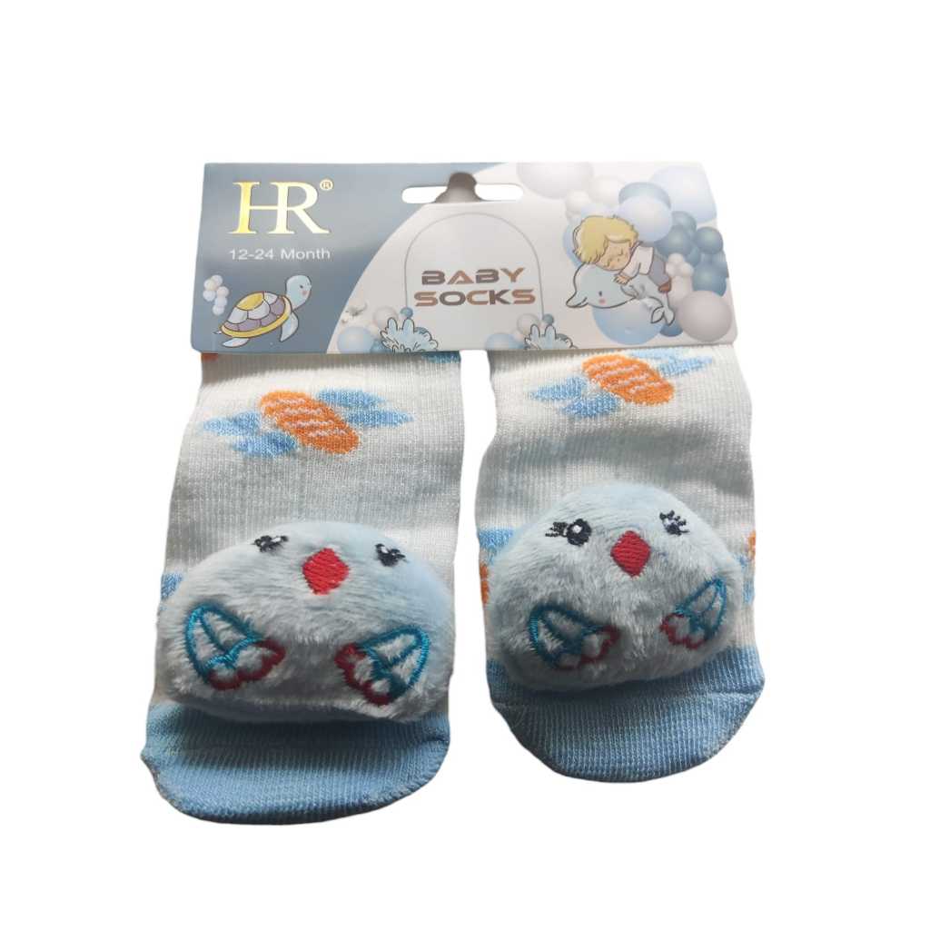 Kit c/ 2 ou 4 Pares Meias Infantil para Bebês Menino Chocalho de Bichinho e Antiderrapante-80% Algodão.Lindas