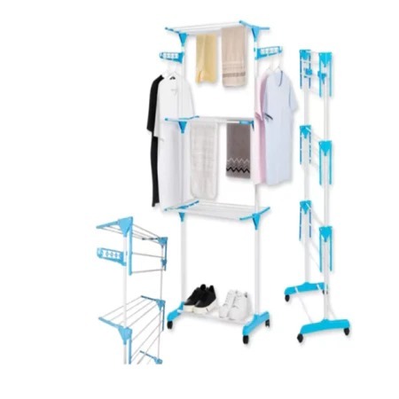 Varal De Chão Roupa Calcinha Grade 3 Andares Dobrável Portátil AZUL