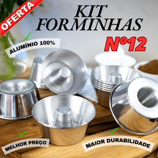 Kit Formas Nº12 Em Alumínio 300ml Para Bolo Vulcão Pudim Mini Bolo Doces Sobremesas