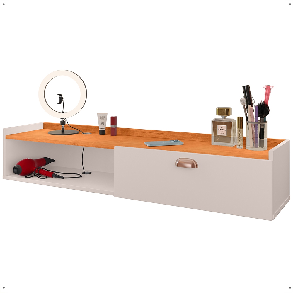 Penteadeira Compacta Classic Bancada Camarim 90 cm Nicho Porta Maquiagem Quarto Menina Retrô - RPM