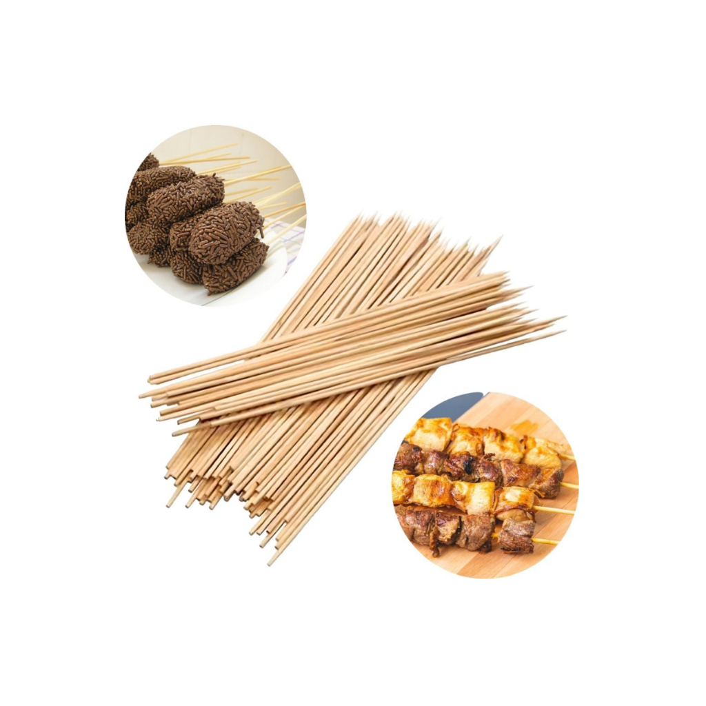 Palito Vareta Espetinho Bambu Para Churrasco Marshmallow 25cm Espeto Madeira