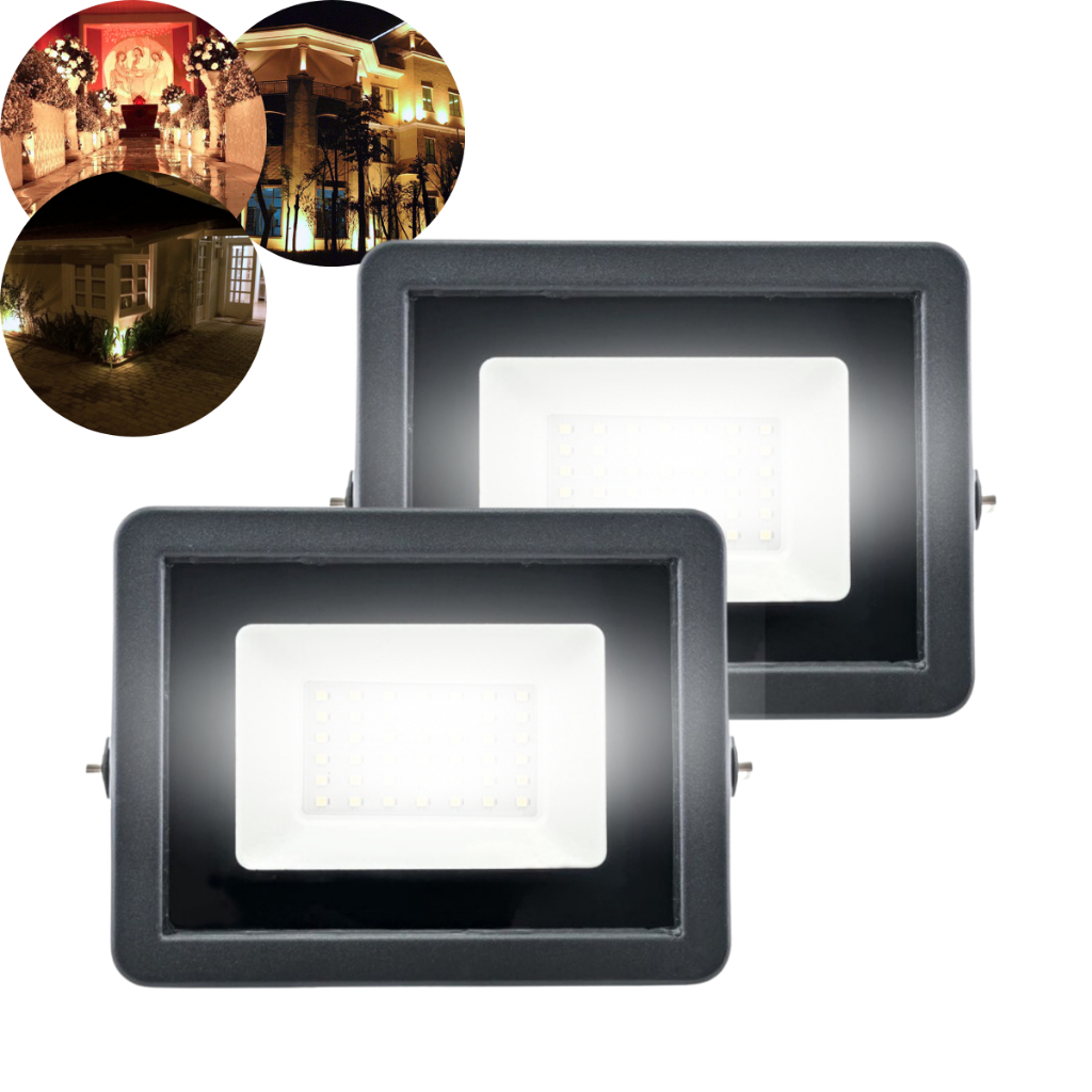 2 MIni Refletor Holofote LED 30W 50W 100W 150W IP65 Branco Frio (6500K) Bivolt UNIFY