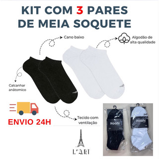 MEIA  Unisex HOAHI KIT COM 3 Soquete masculino feminino meia invisível