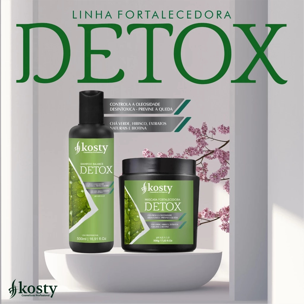 KIT DETOX CAPILAR KOSTY PROFISSIONAL Desintoxica, Controla a oleosidade. Previne a queda 500ml