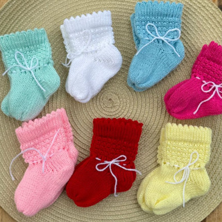 Sapato Meia de Tricô  Bebê Recém Nascido ou Bonecas -  Várias Cores em Oferta na Shopee
