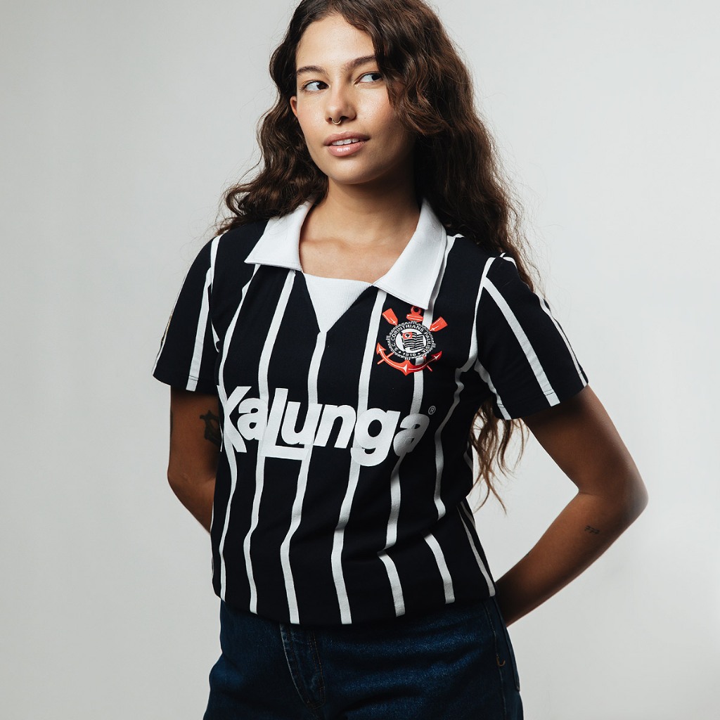 Camisa Polo Retrô Corinthians 1990 Feminina - Women Clothes
