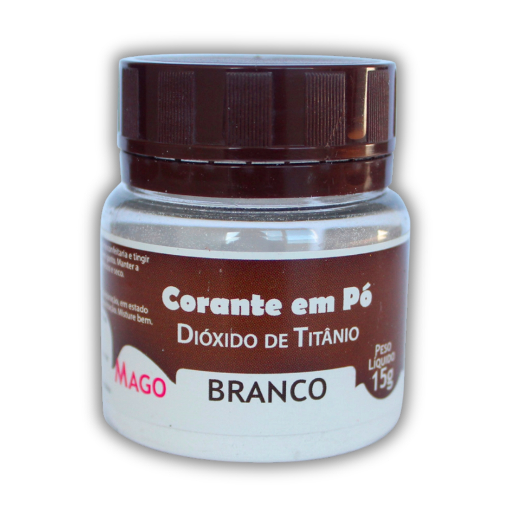 Corante Branco em Pó Dióxido de Titânio Lipossolúvel 15g Mago em Oferta na Shopee