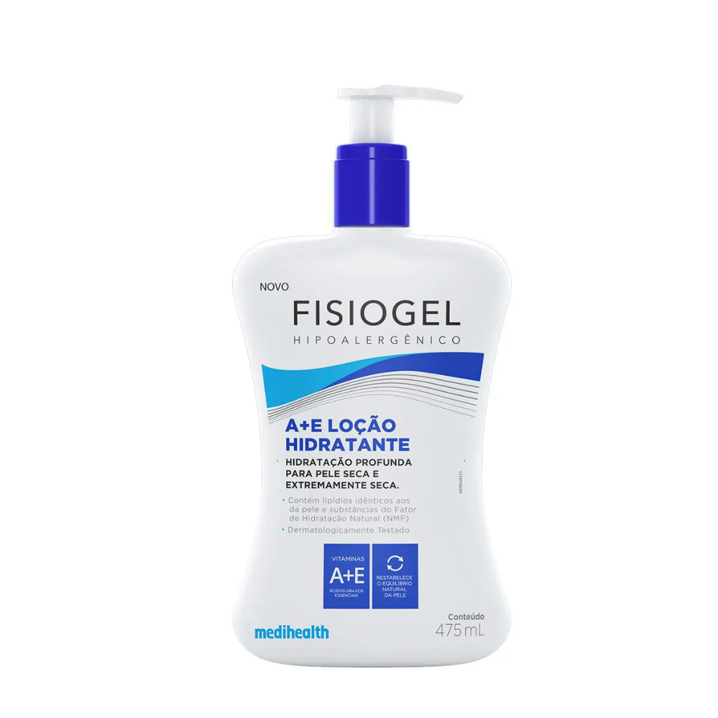 Loção Hidratante Corporal Fisiogel A+E 475ml Pele Seca e Extremamente Seca Hipoalergênica