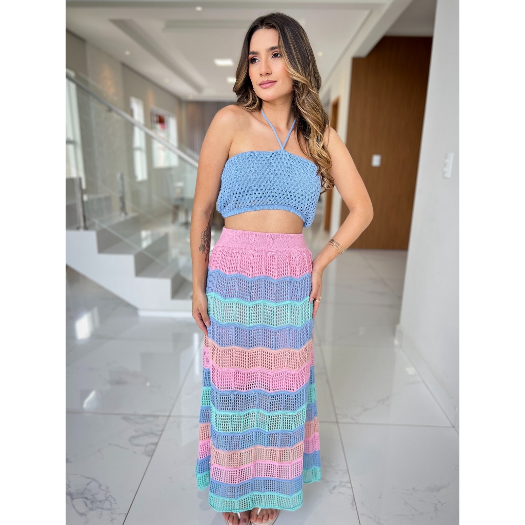 Crochet Quero Ver Modelo De Saia Longa Saia Crochê Colorida Em