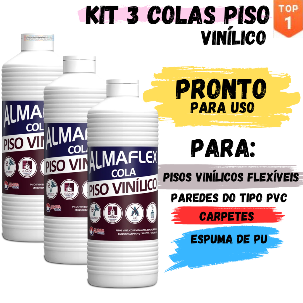 Kit com 3 Colas para Pisos Vinílicos Almaflex 804 Adesivo Acrílico 1kg em Oferta na Shopee