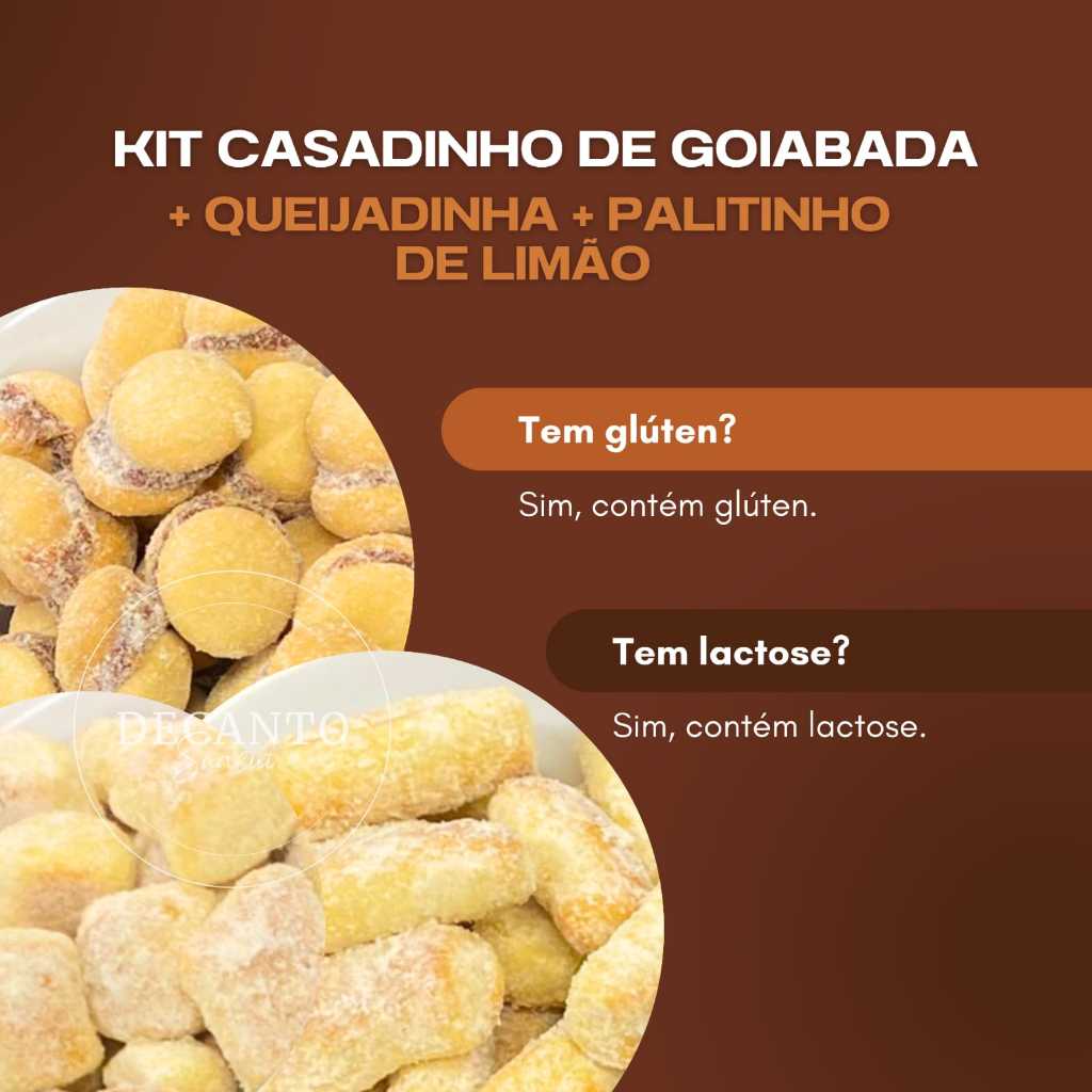Kit 3 Biscoitos Mineiros Tradicionais: Casadinho, Queijadinha e Palitinho de Limão, Lanche Gourmet 100g 200g 300g