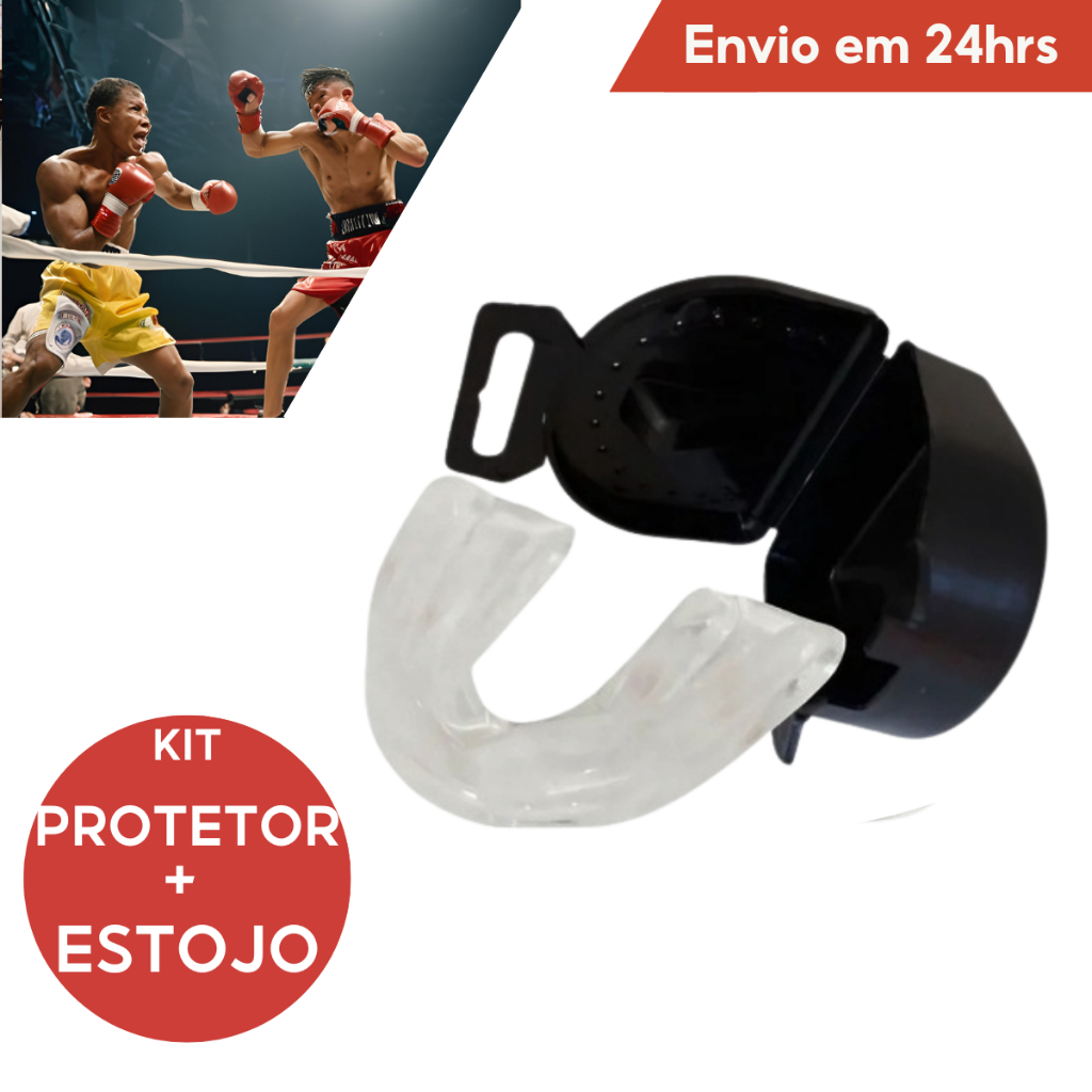 Protetor Bucal Luta Simples Moldável Água Quente Com Estojo