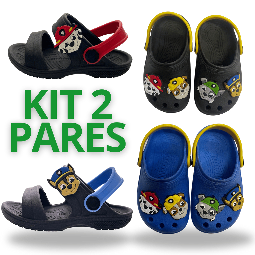 Kit 2 Pares Infantil Masculino Babuche E Papete Para Meninos Lançamento Casual Promoção